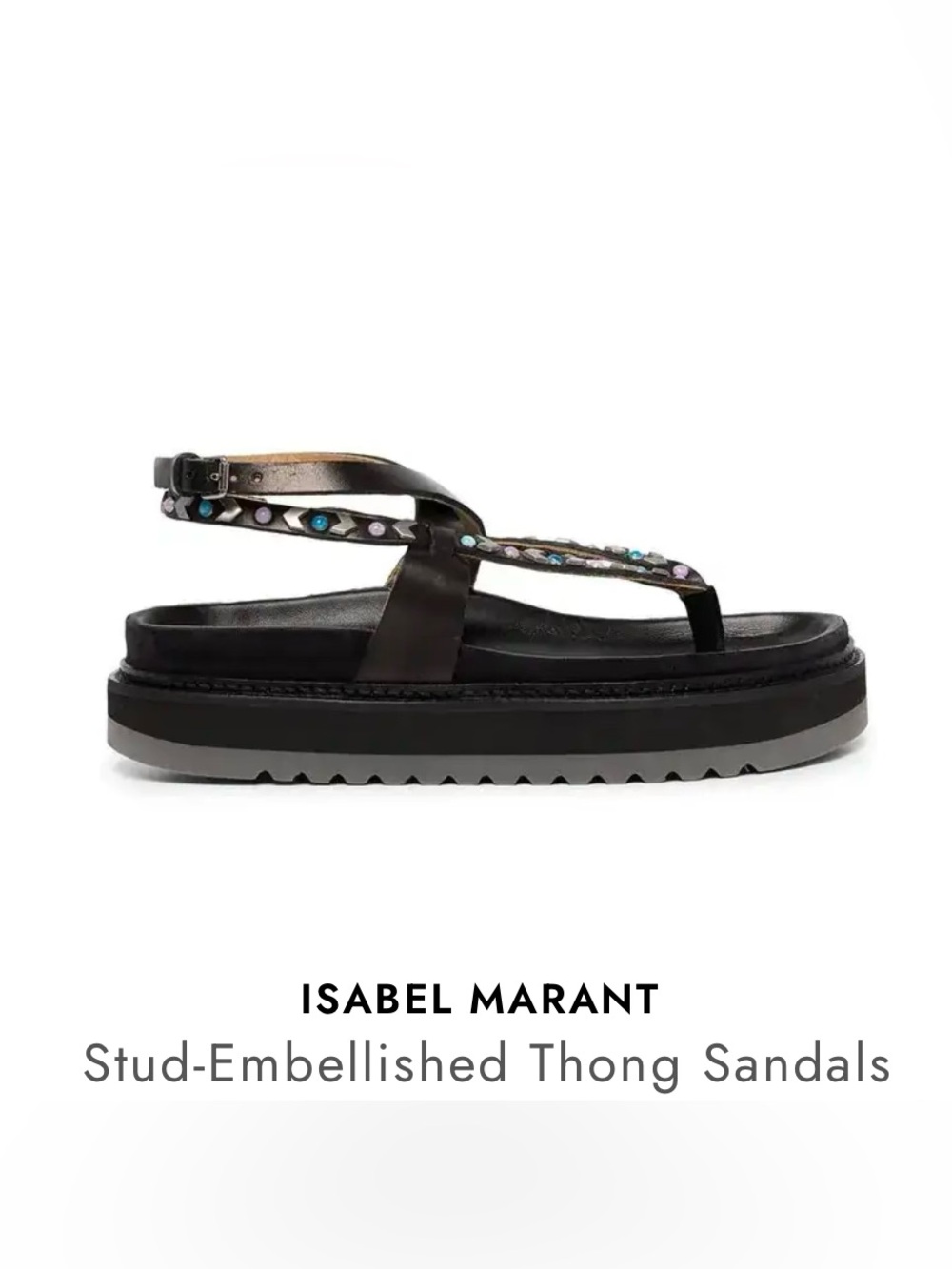 Isabel Marant Black Thong Sandals with Multicolor Studs